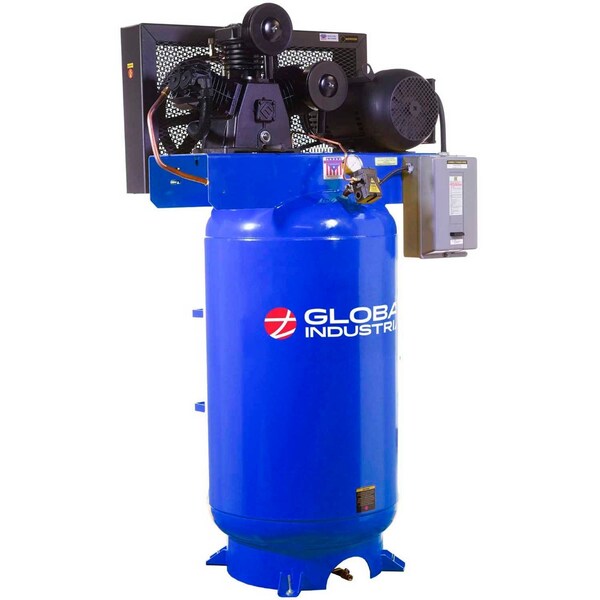 Two Stage Piston Air Compressor, 7.5 HP, 80 Gal., 1 Phase, 230V
